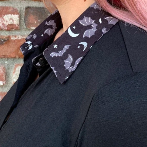 RETROLICIOUS 2xl bats collar tunic top Halloween goth witchy - Picture 3 of 12